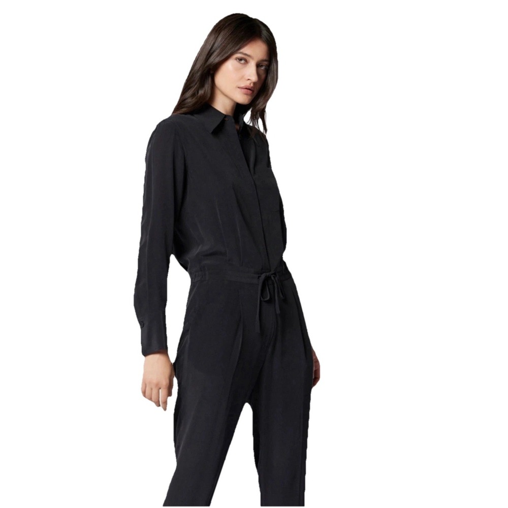 NWT Equipment Benilde Silk‎ Black Jumpsuit Size 4 Retail $914